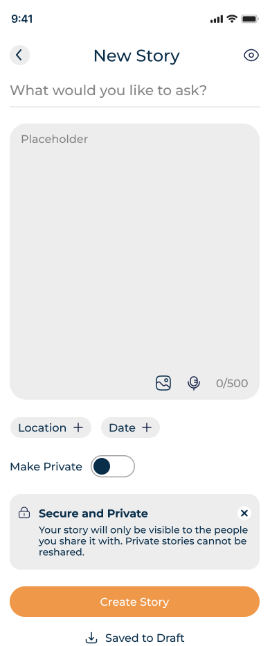 New Story — content editor